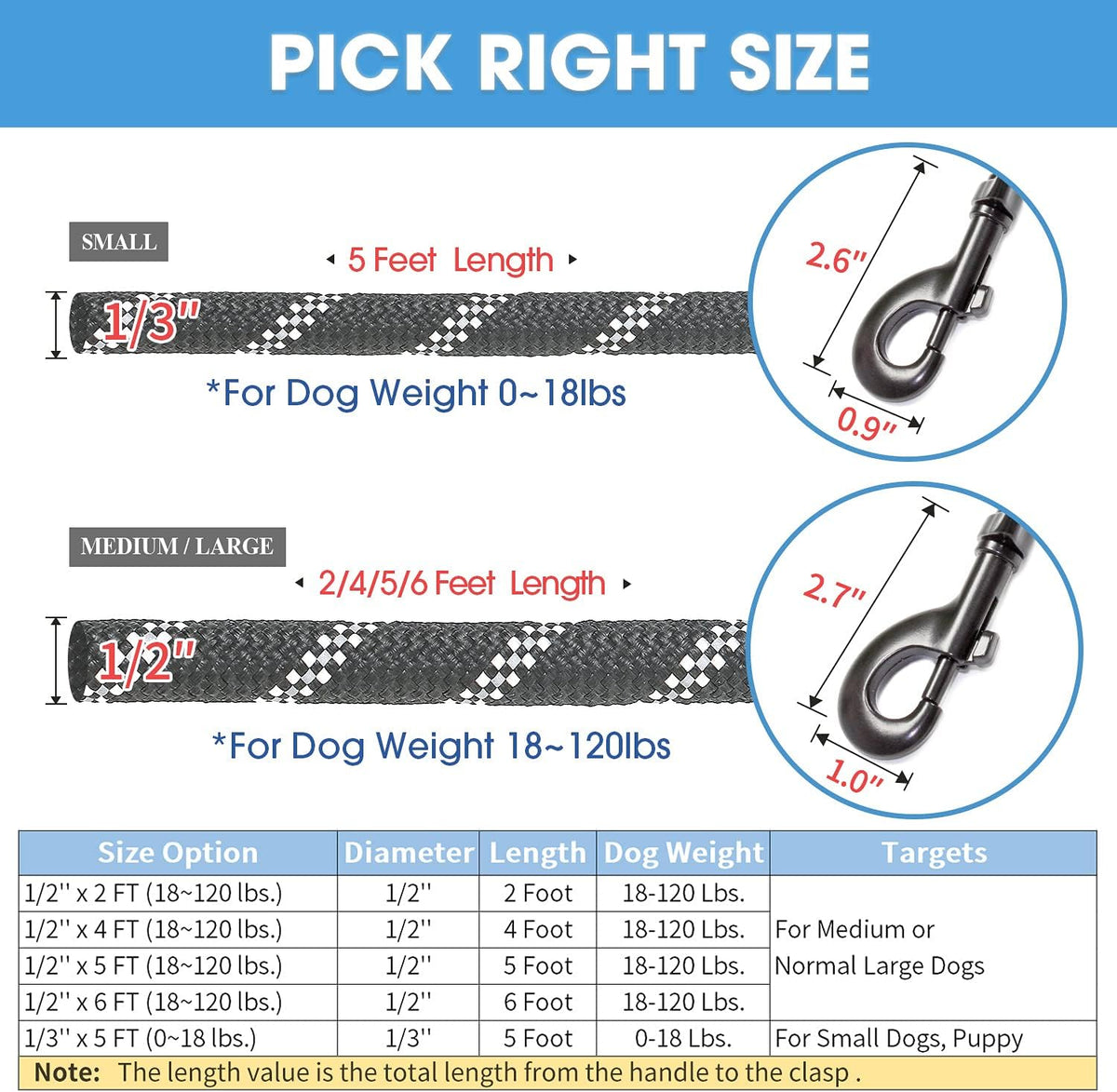 Reflective Dog Leash with Padded Handle - Heavy Duty, Night Safety