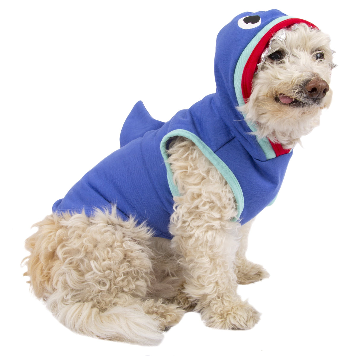 shark hoodie dog costume worn