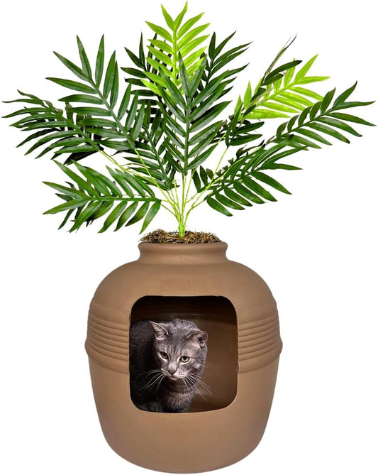 Hidden Litter Box Planter - Decorative Cat Litter Enclosure with Carbon Filter