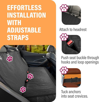 Waterproof Dog Car Seat Cover for Back Seat, Nonslip Hammock Protector