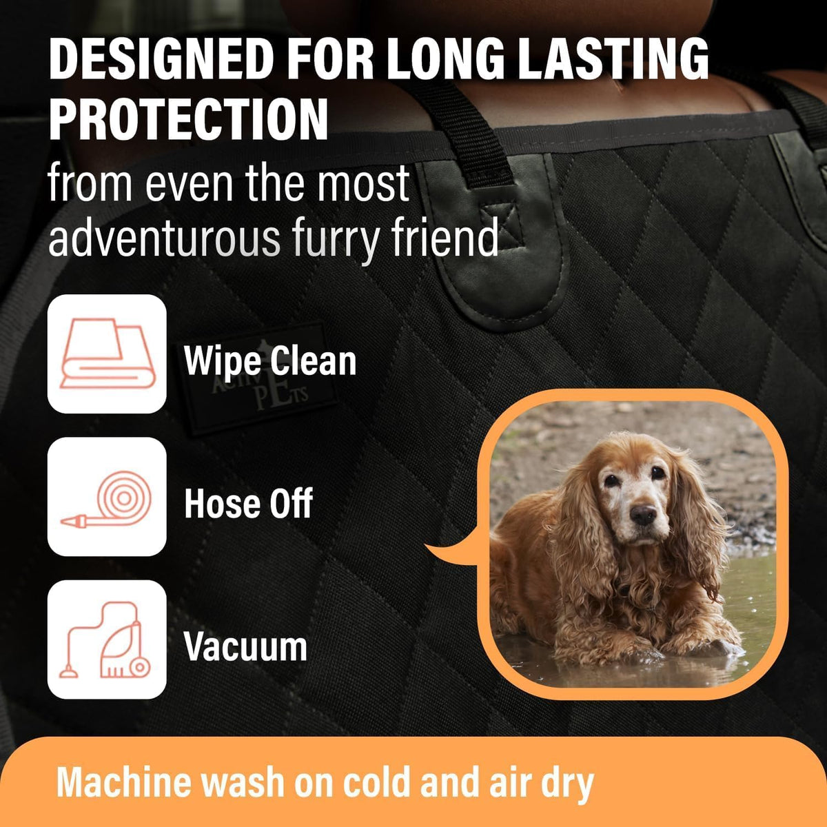 Waterproof Dog Car Seat Cover for Back Seat, Nonslip Hammock Protector