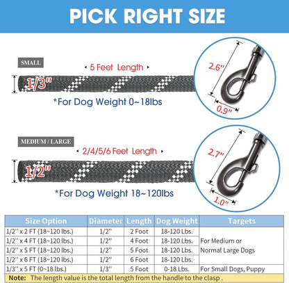 Reflective Dog Leash with Padded Handle - Heavy Duty, Night Safety