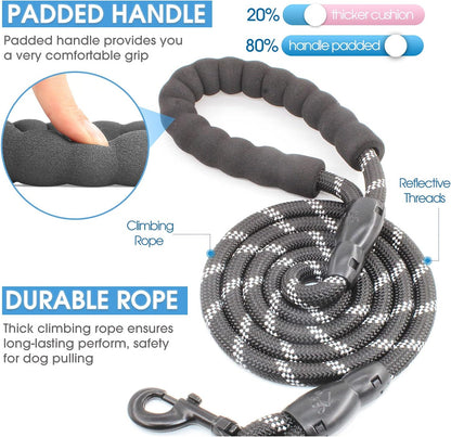 Reflective Dog Leash with Padded Handle - Heavy Duty, Night Safety