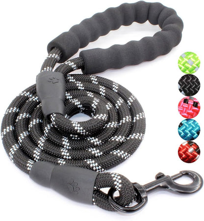 Reflective Dog Leash with Padded Handle - Heavy Duty, Night Safety