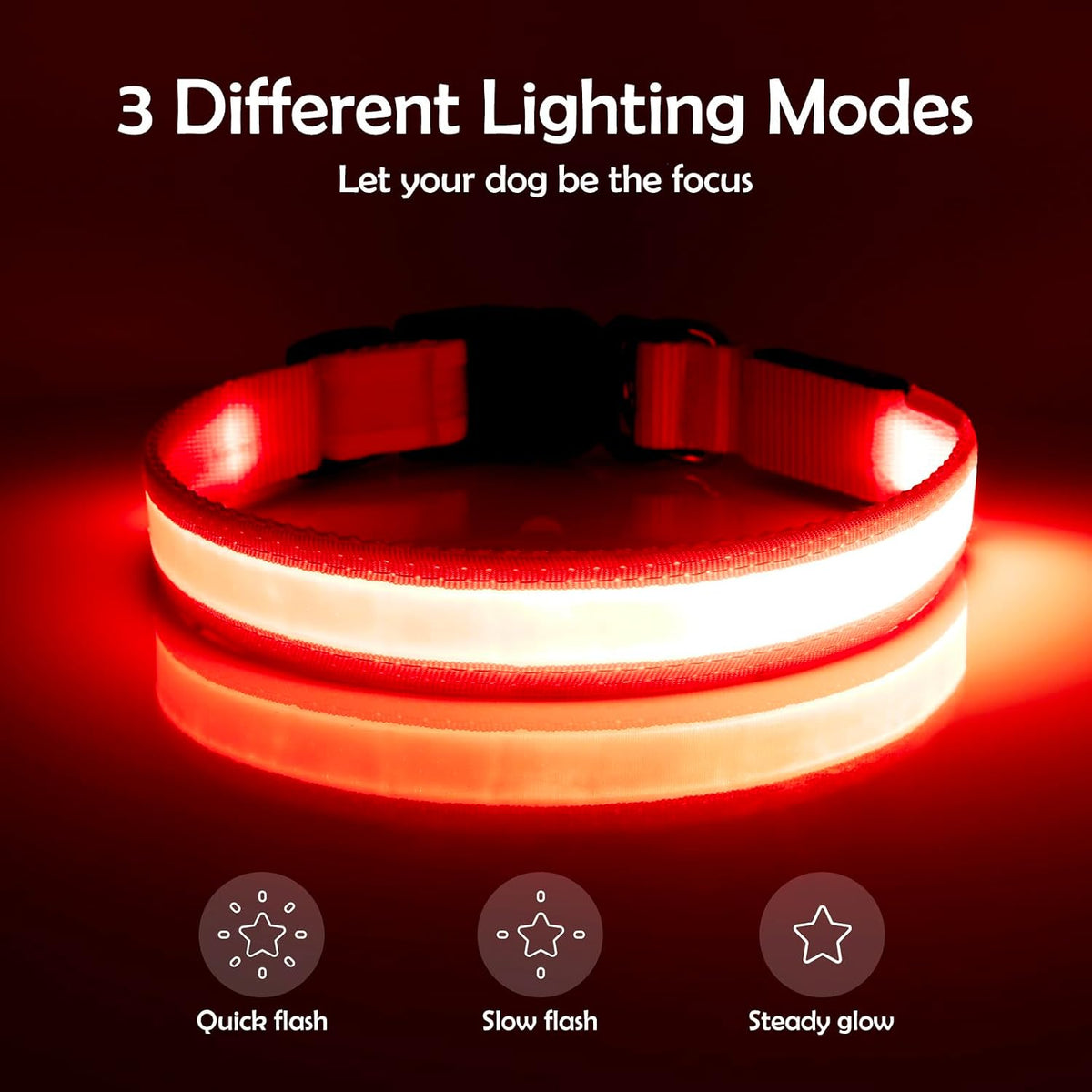 LED Dog Collar, Light up Rechargeable Safety Collar