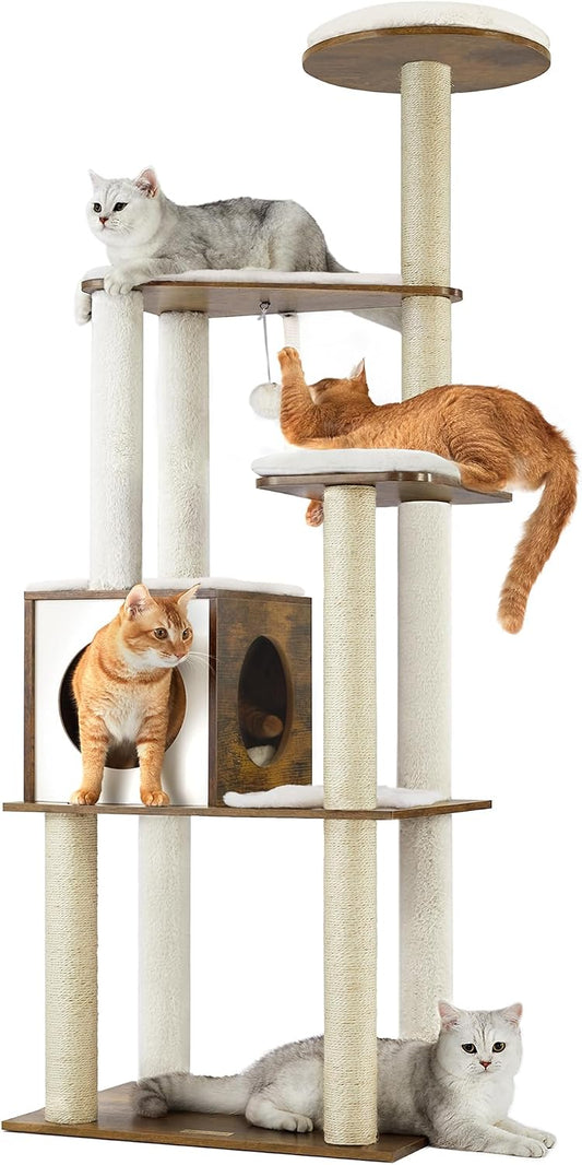 64.6-Inch Modern Cat Tree Tower with Scratching Posts