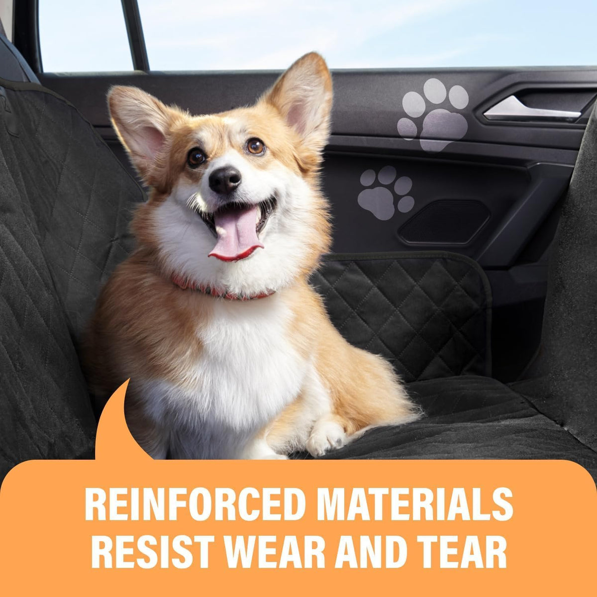 Waterproof Dog Car Seat Cover for Back Seat, Nonslip Hammock Protector