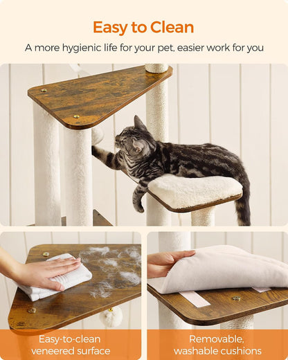 64.6-Inch Modern Cat Tree Tower with Scratching Posts