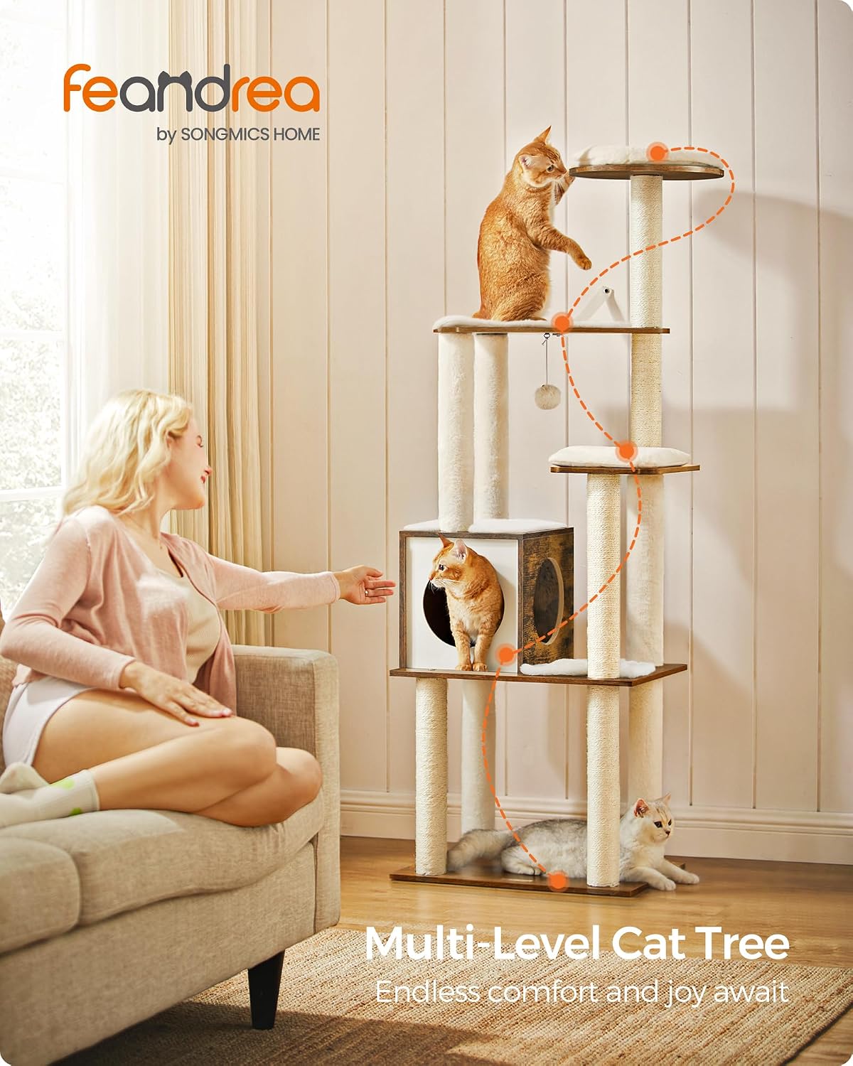 64.6-Inch Modern Cat Tree Tower with Scratching Posts