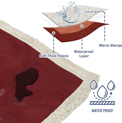 Waterproof Pet Blanket, Reversible Throw for Dogs and Cats
