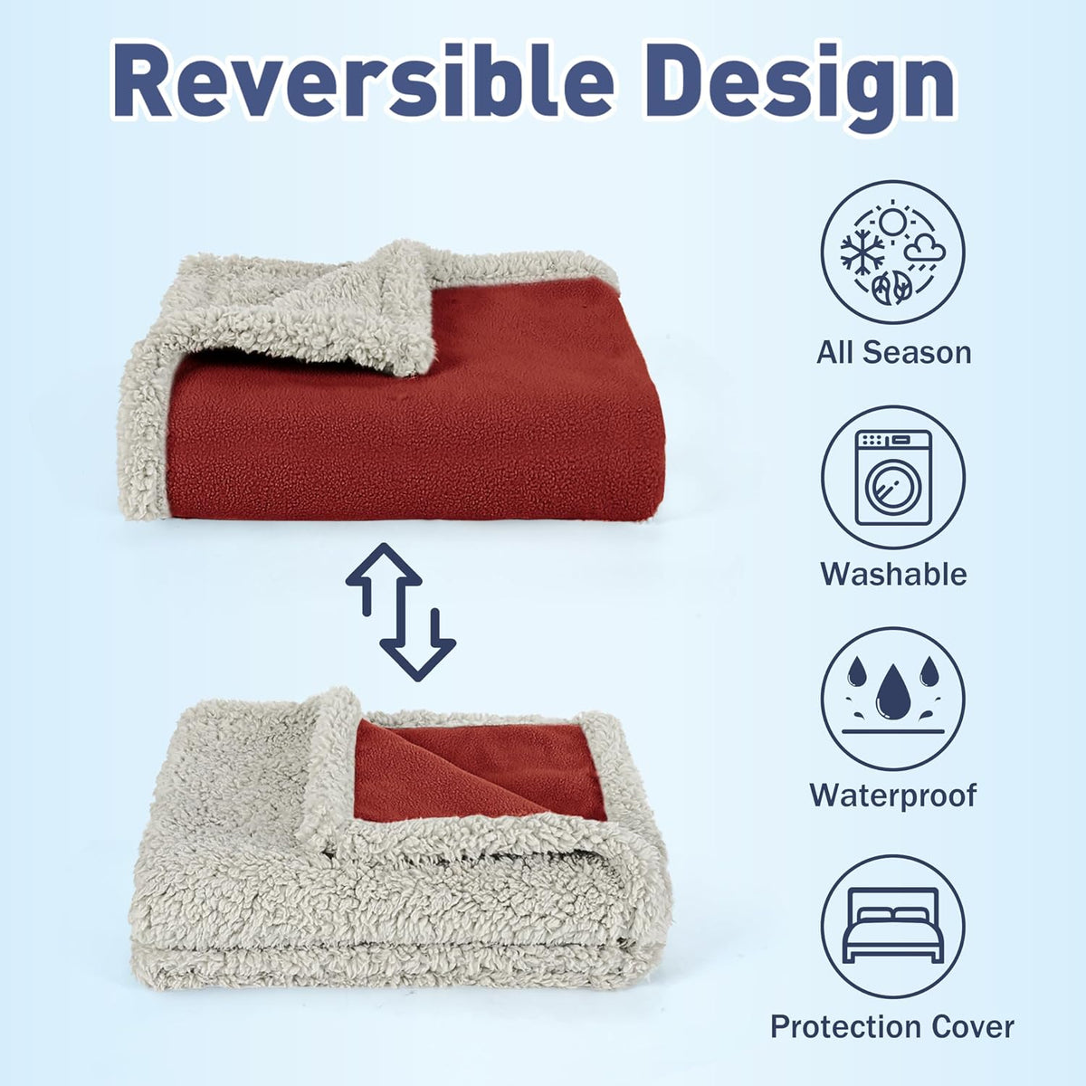 Waterproof Pet Blanket, Reversible Throw for Dogs and Cats