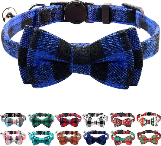 Cat Collar with Bell and Bow Tie - Breakaway Safety Kitten Collar